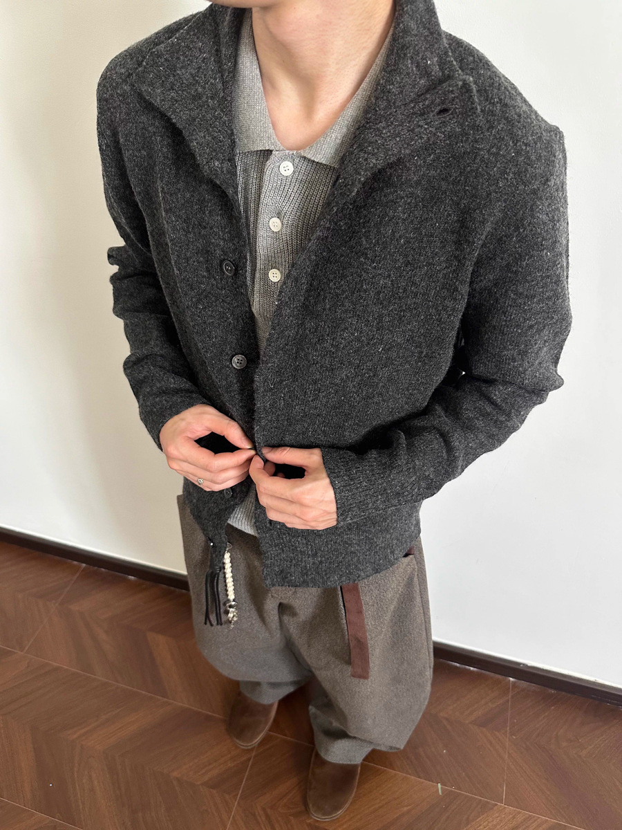 Literatura y arte versátil popular in simple Harajuku tendencia de moda nuevo suéter de cuello medio alto viejo estilo de dinero cardigan de punto