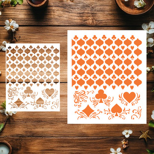 Cross-Border Dropshipping Hand Ledger Cut Out Engraving Pet Shielding Board Hand-Painted Graffiti Spray Poker Element Diagram Template