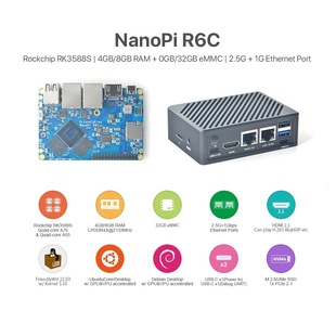 Nanopi R6C Development Board 2.5G+Gigabit, Rk3588, 8+32Gb, Supports 8K, Ssd Expansion