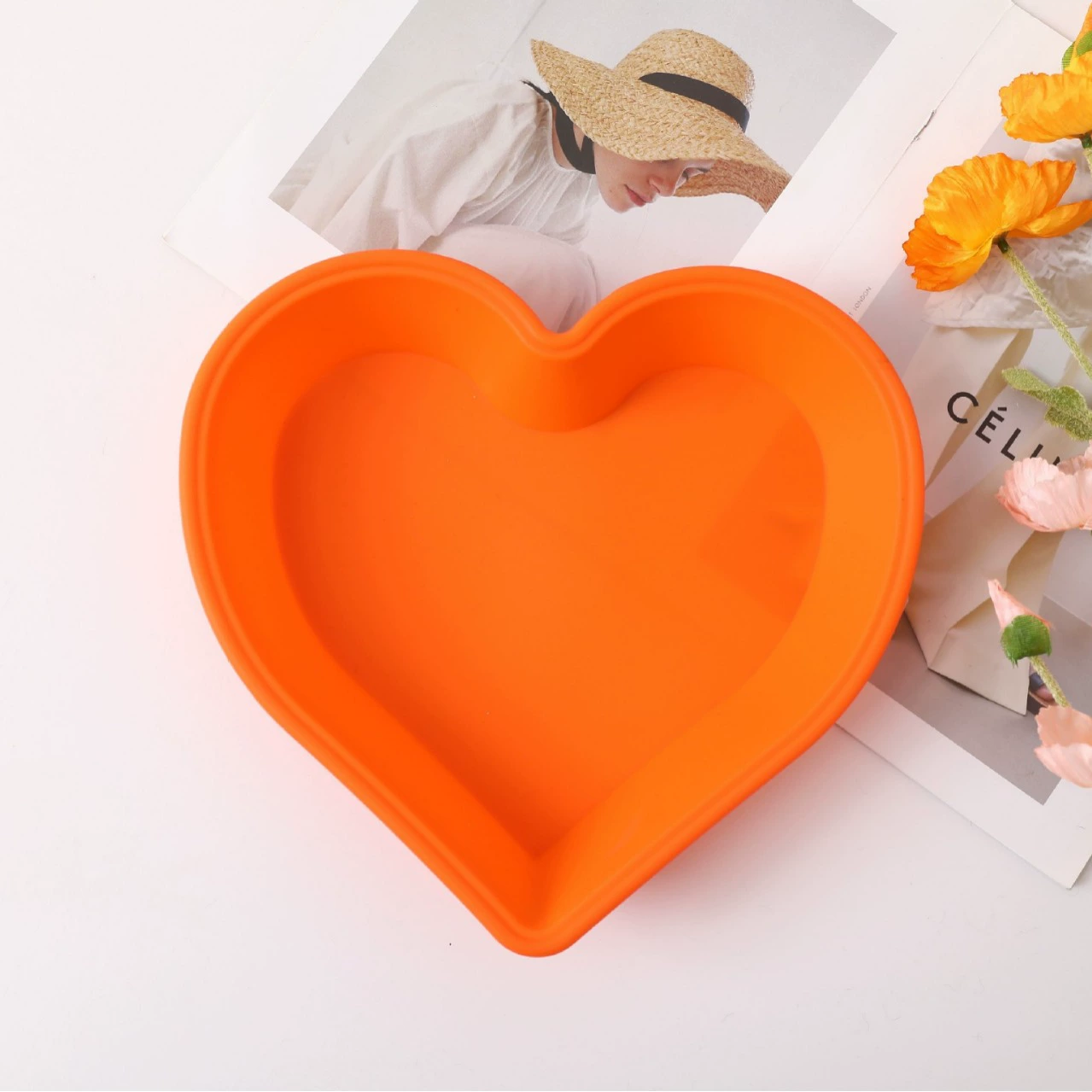 Large silicone cake model Aixin Mousse cake mold resistant high -temperature cake 8 -inch heart -shaped cake barbecue