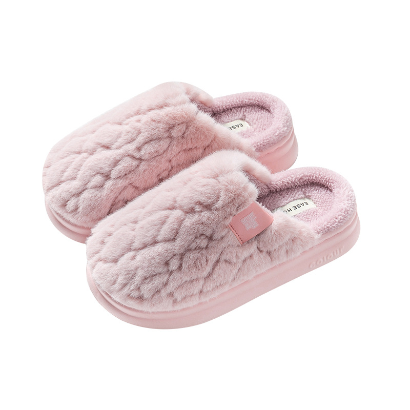 Warm EVA Feet Treading Thick Sole Anti slip New Cotton Slippers for Women in Autumn and Winter Home Fur and Cotton Slippers for Indoor Couples