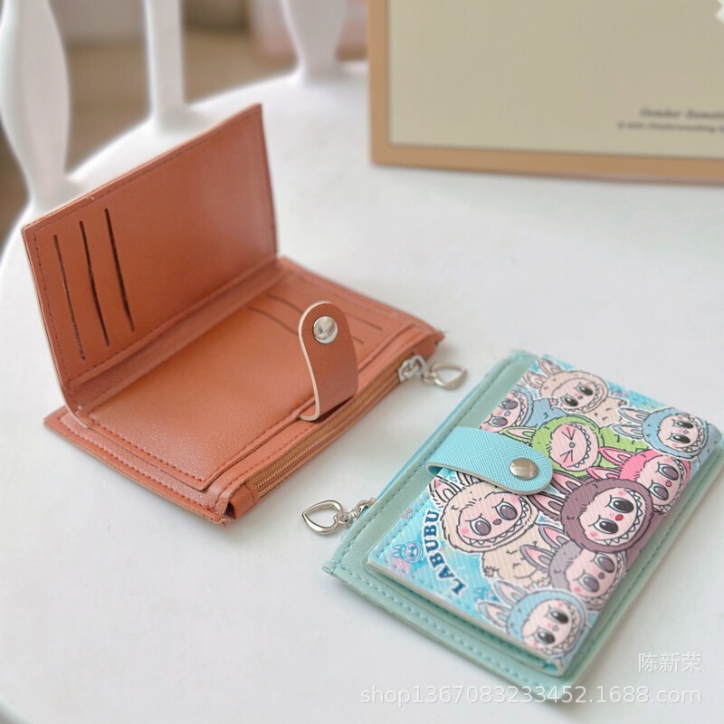 新しいラブブ PU レザー多機能カードホルダー小銭入れ学生便利な収納学生スクールカードアクセスカードホルダー|undefined