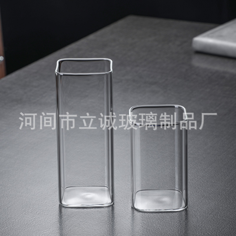 ガラスワックスカップの古典的な角型ストレートヘッドは防風耐熱透明diy工場に直接ホームウェアをカスタマイズした|undefined