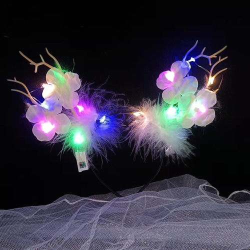 Cross-border wholesale new trendy forest system headband Christmas deer antler head accessory gift glowing hair tie street stall toy