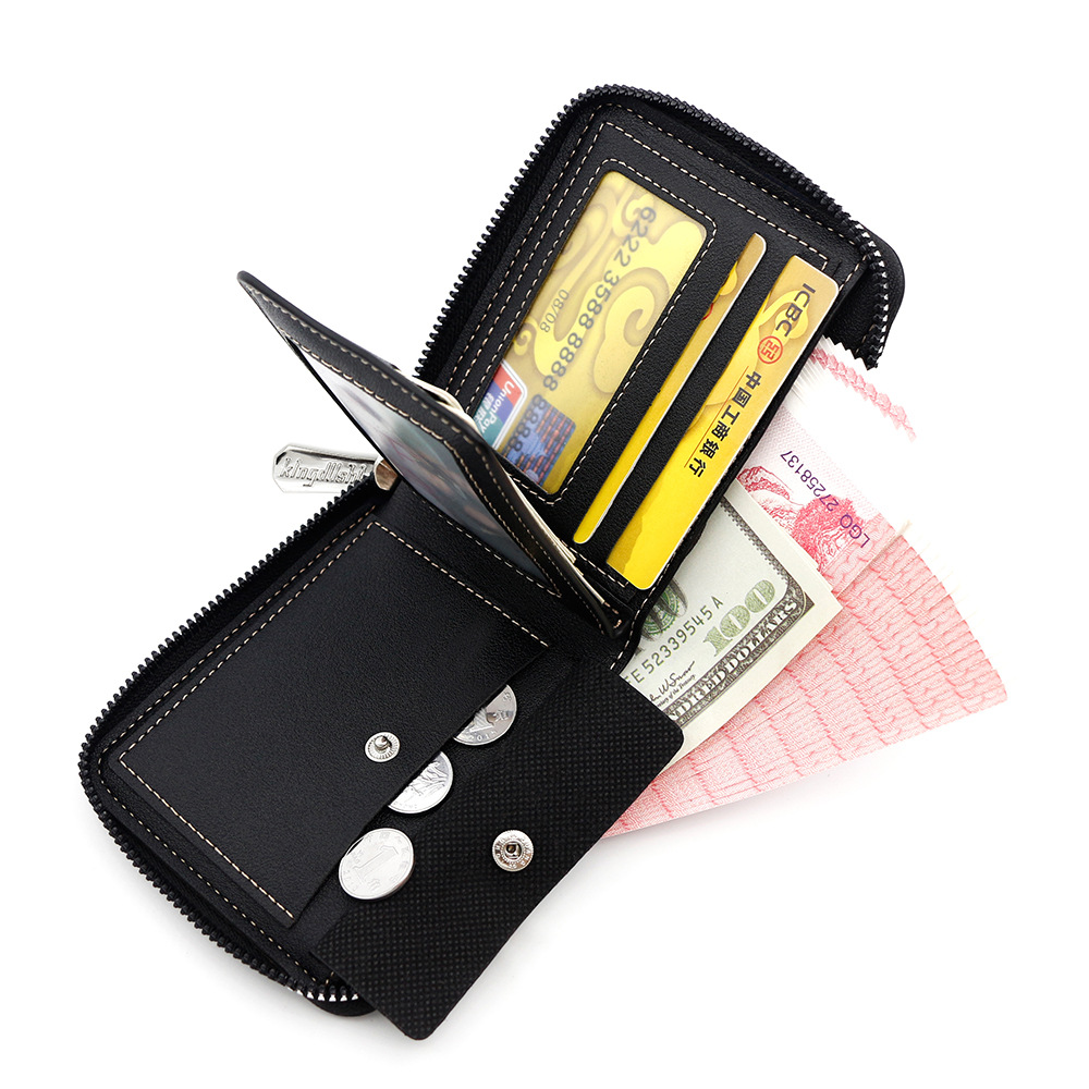 Cartera corta para hombre con estampado retro europeo y americano, monedero de perilla de gran capacidad, billetera de múltiples tarjetas al por mayor