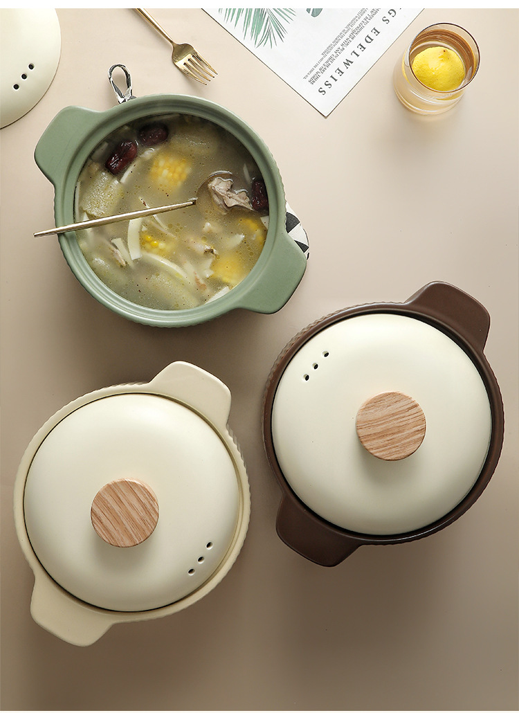 北欧砂锅炖锅家用燃气灶明火用高颜值沙锅煲汤陶瓷汤锅