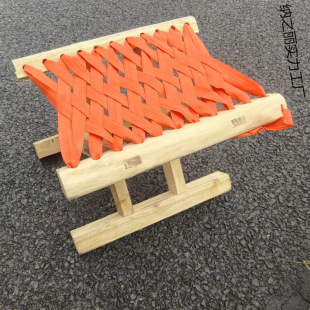 Thickened Mazar Wood Locust Wood Stringed Mazar Solid Wood Stool Foldableing Chair Portable Household Small Mazar