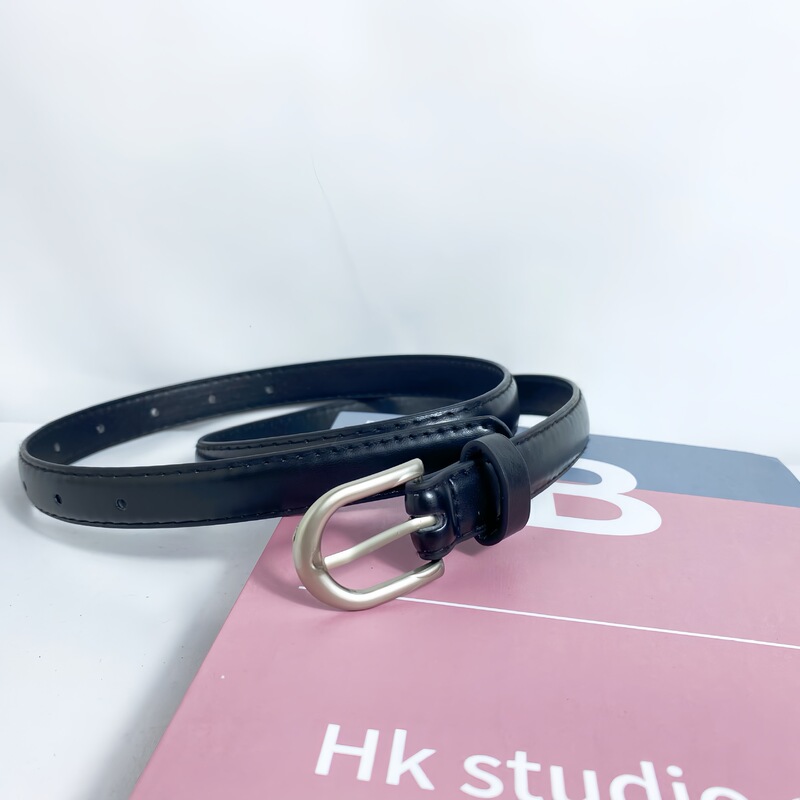 New Simple and Understated Black Thin Belt, Unisex Style, Suitable for Student Pants, Jeans, Casual Pants, Versatile Belt for Women