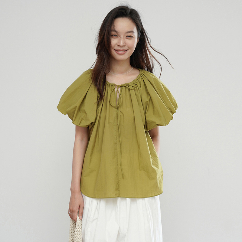 Love and Nancy Guangzhou Thirteen Lines Summer Original New Korean Puff Sleeve Cool and Revitalized Shirt 211275