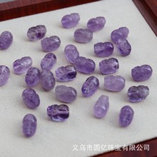 天然乌拉圭紫水晶通孔貔貅diy手链项链耳饰吊坠饰品配件圆亿批发