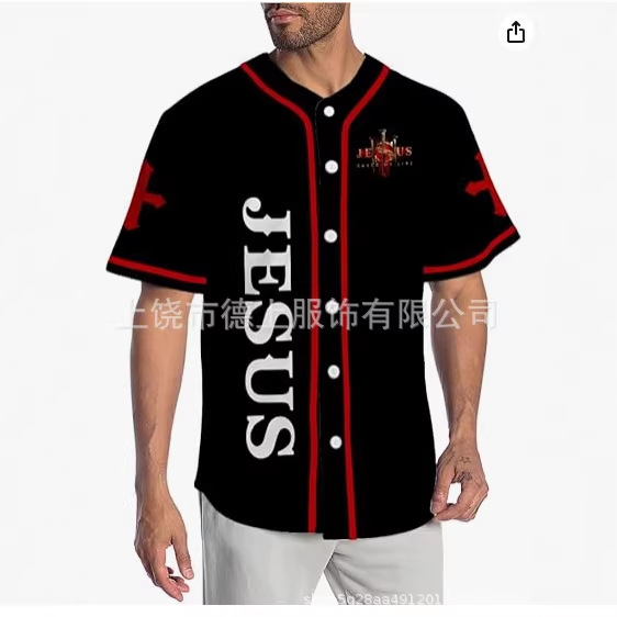 美式职业棒球服比赛队服透气热转印运动开衫短袖个性棒球服