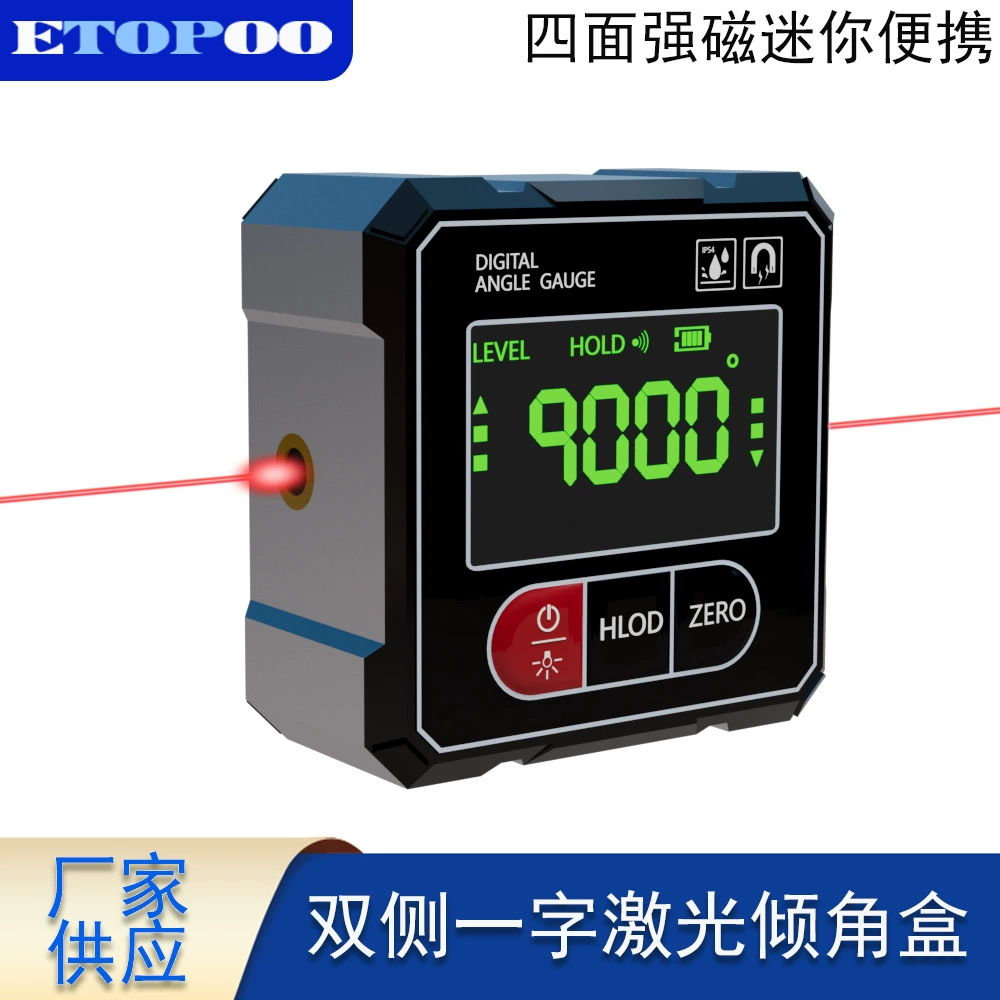 Двусторонний лазерный инклинометр ETOPOO с линейным измерением, четырехсторонним магнитным креплением, цифровым уровнем и интеллектуальным лазерным цифровым уровнем.