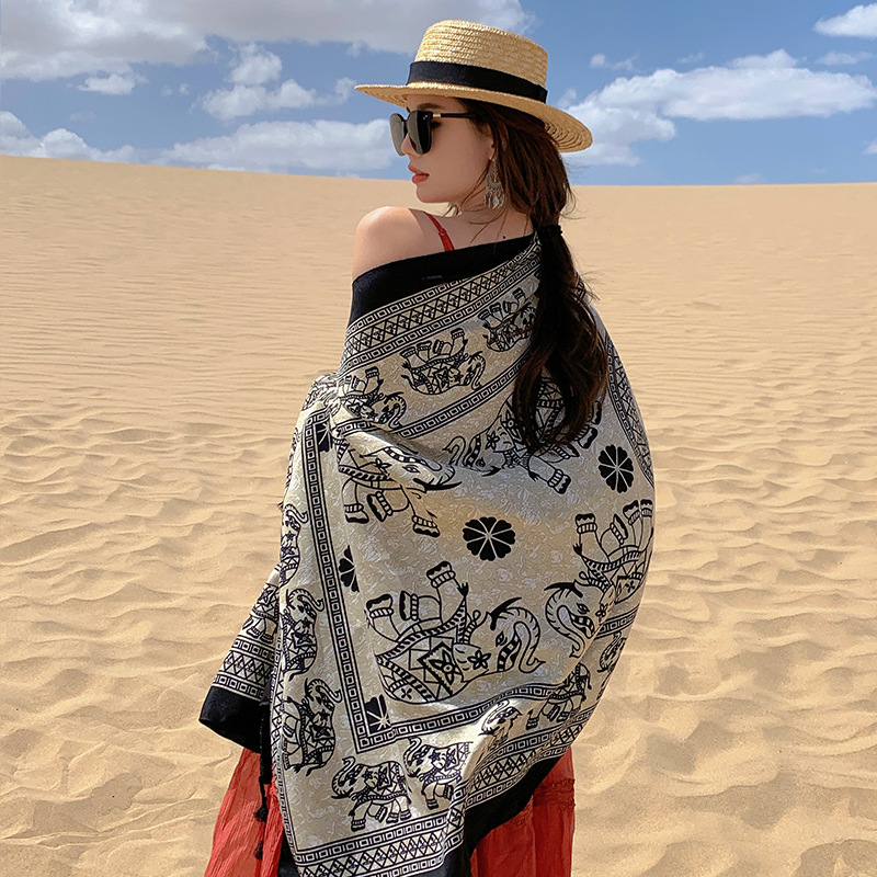Women's Casual Ethnic Style Elephant Cotton And Linen Shawl display picture 8