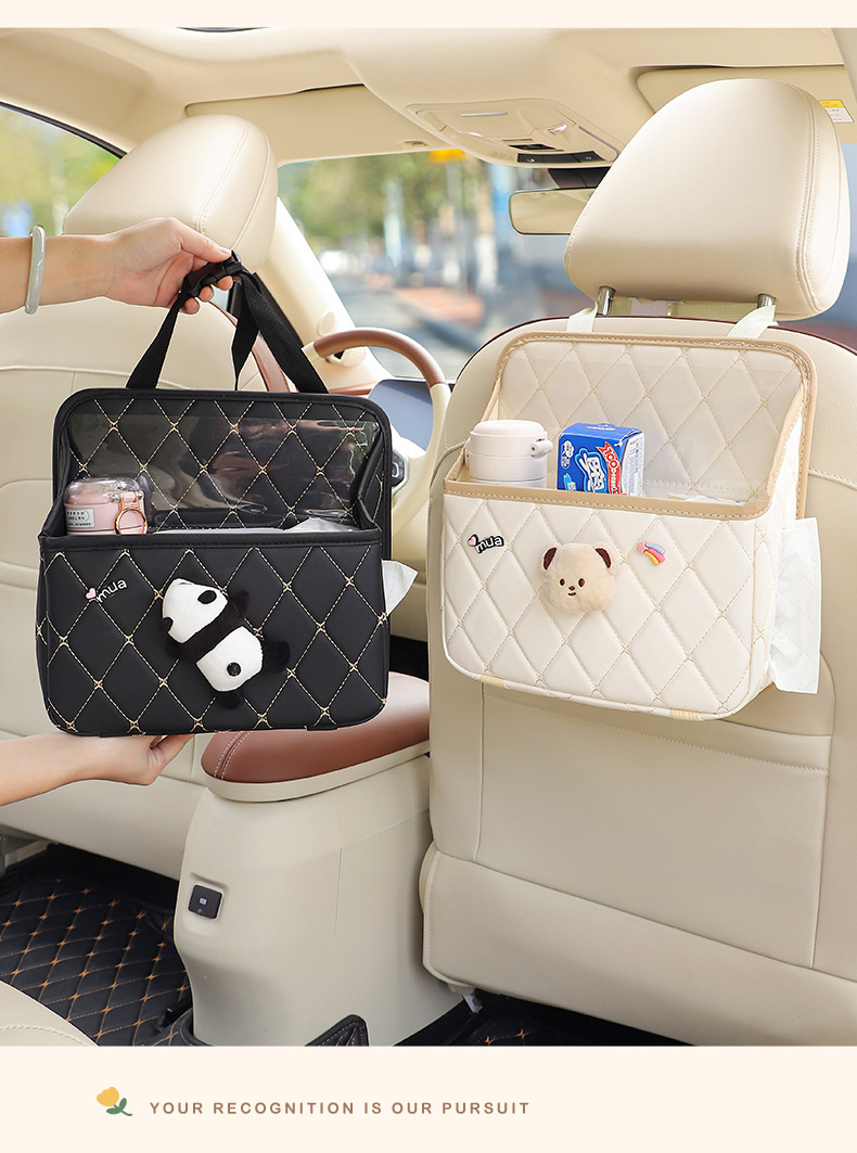 Car seat back storage bag hanging cute car storage box seat back storage rack car tissue box women