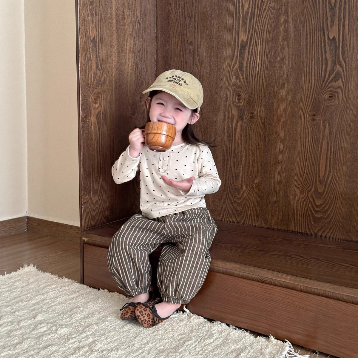 Infant Polka Dot Long-Sleeved Two-Piece Set 2025 New Autum Baby Loose Stripesd Bloomers Spring and Autum Suit