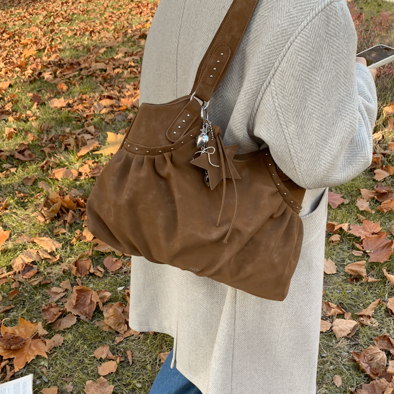 Otoño y invierno transfronterizos estilo coreano lazo bolso de hombro de gran capacidad retrógrado mate bolso especial bolso de nicho plegable