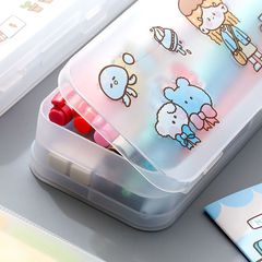 Double-layer pp simple ins high-looking frosted double-layer pen box stationery multi-functional pen box student large capacity wholesale