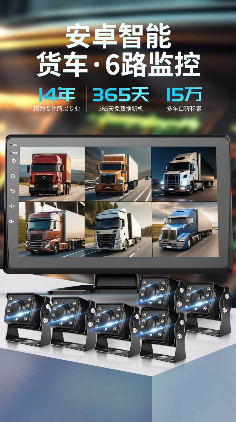 10-inch Car 6-Channel All-in-One Android Display Truck Recorder