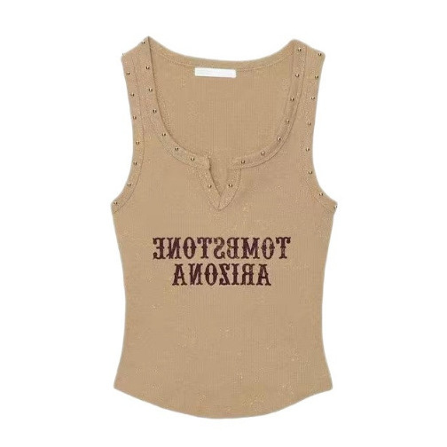 Taop&Za Spring and Summer New Women's Casual Fashion Sleeveless Round Neck Letter Printed T-Shirt Vest 6050030