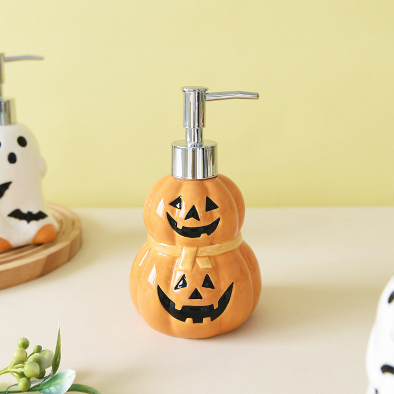 Halloween fantasma calabaza en forma de emulsión cerámica botella de jabón botella de desinfectante de manos botella de cerámica