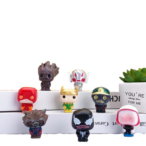 24 Avengers 4 Gacha Doll Figures, Spider-Man and Captain America Cake Scene Decorations