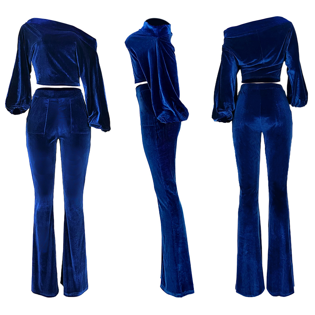 Completo pantalone donna per discoteca monospalla maniche a lanterna_voghion.com