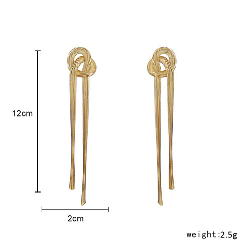 Cross-border new product creative snake bone chain knotted earrings street style personalized gold-plated copper chain tassel earrings fashionable earrings for women