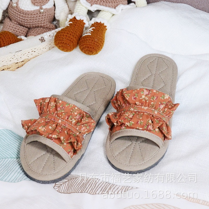 09 Factory Shipped Scandinavian Style Accordion Side Women's Fabric Home Slippers
