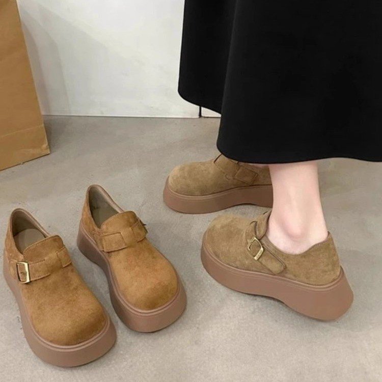厚底增高勃肯鞋女2025秋季新款懒人一脚蹬复古博肯单鞋休闲乐福鞋|undefined