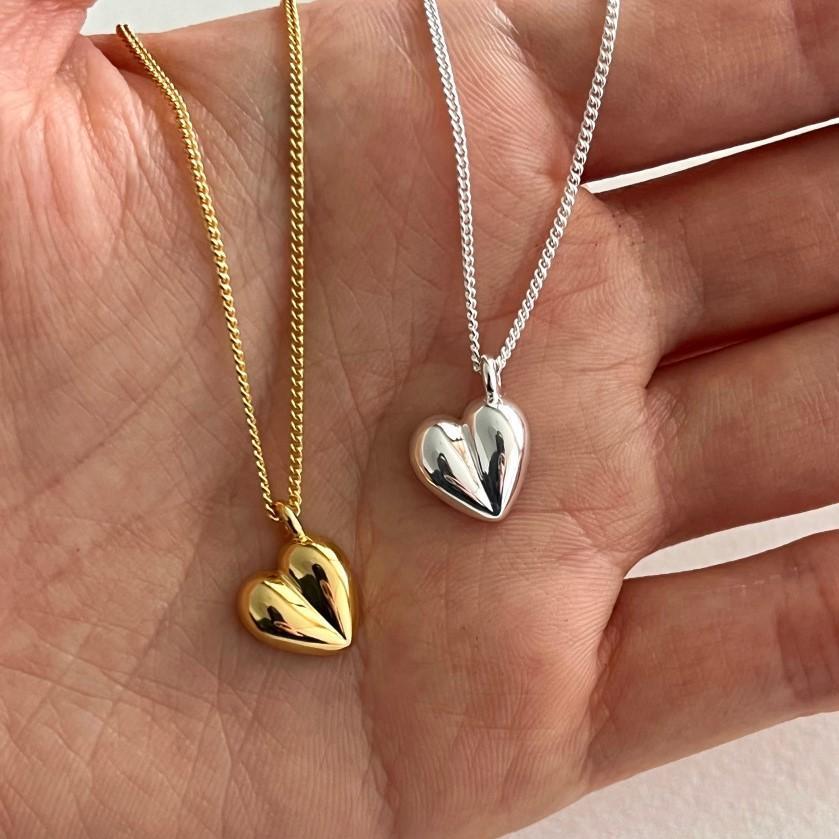 Women'S Gender Plating Design 925 Sterling Silver Wheat Chain Plating Heart Shape Pendant Necklace