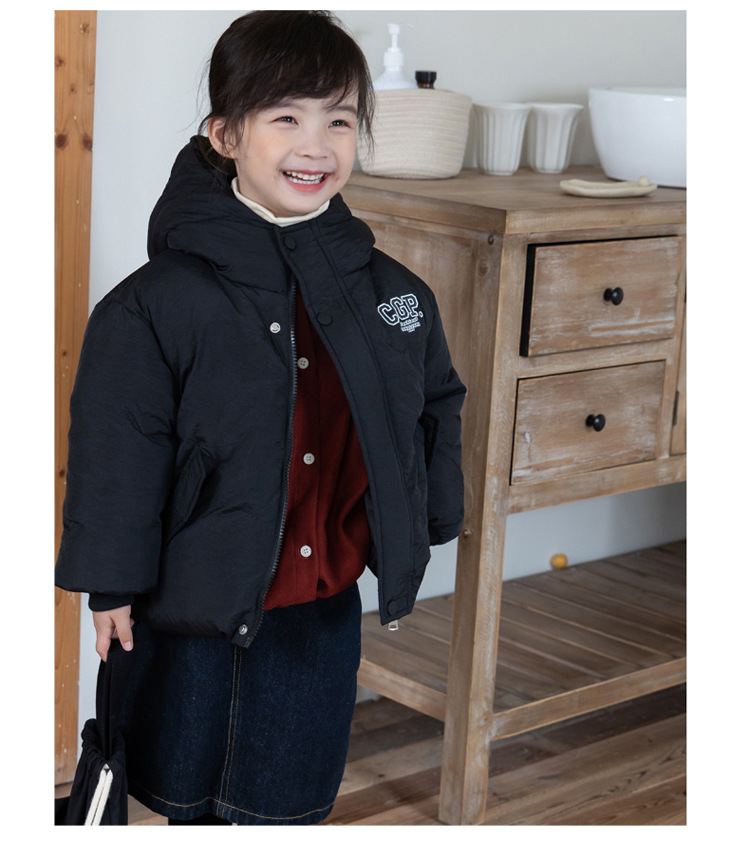 Children's 2023 new solid color hooded turtle shell jacket for boys and girls, white duck down children's clothing live_voghion.com