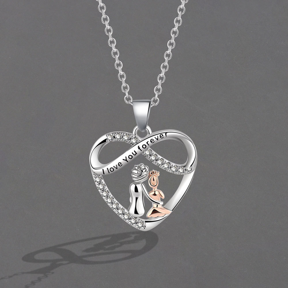 cable chain Chain Type Fashion Human Infinity Heart Shape Alloy Plating Artificial Diamond Women's Pendant Necklace