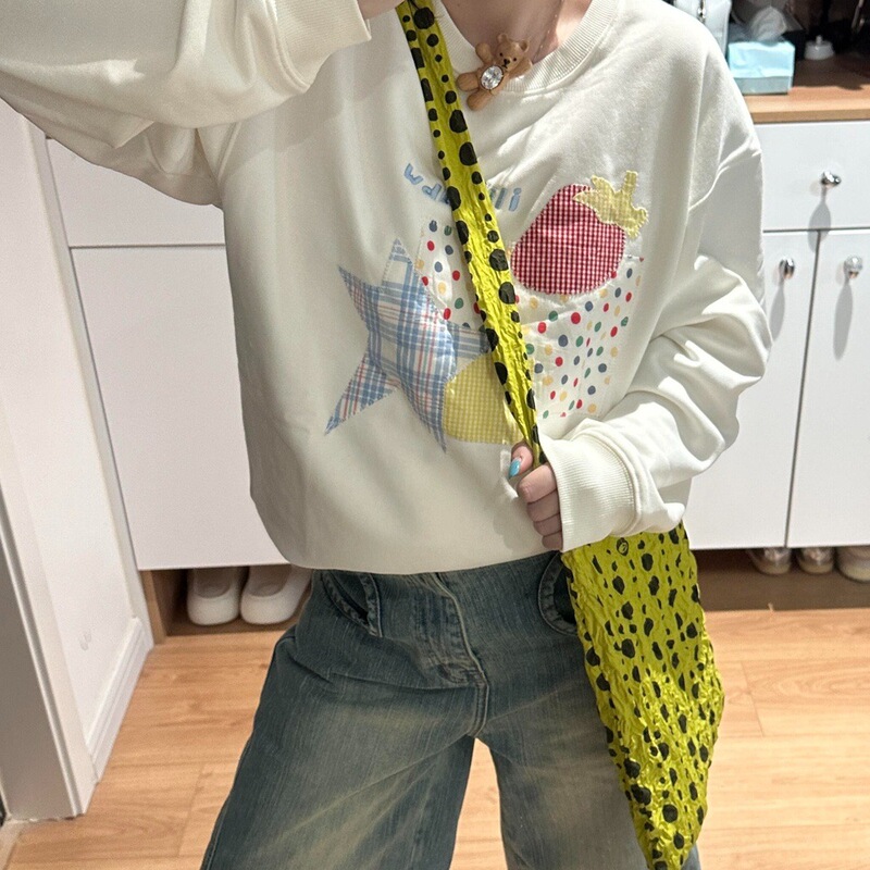 BF Style Crewneck Sweater Women's Minimalist Fresh Cute Hat-less Top Base Shirt Trendy Sports Leisure Autumn and Winter