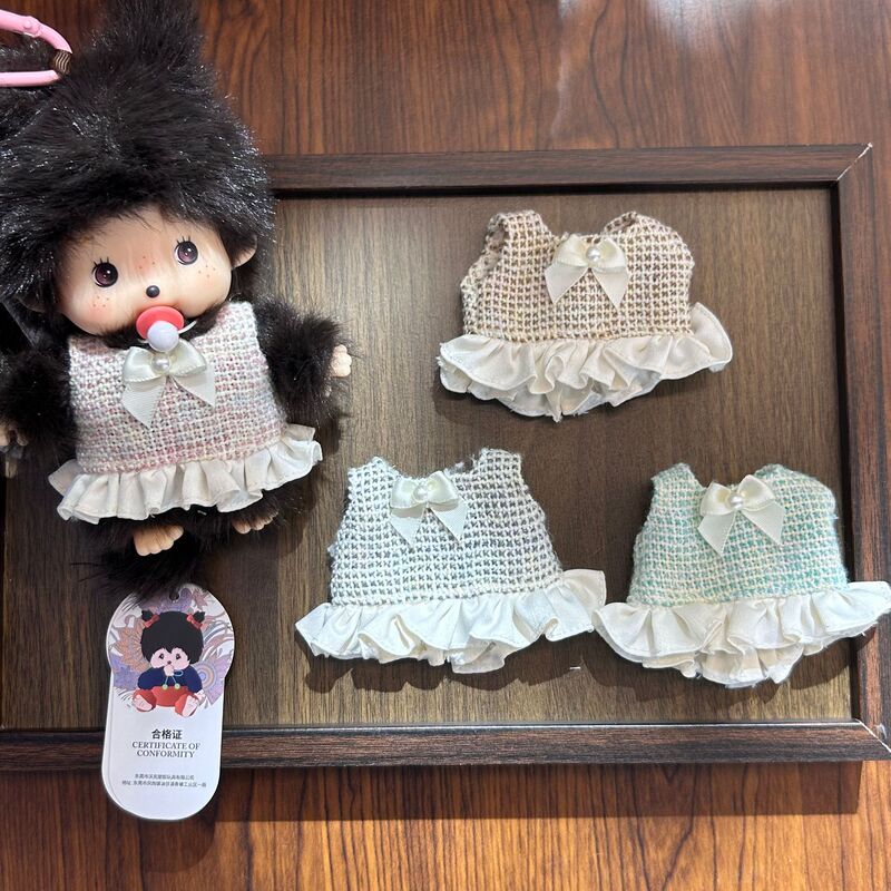 New Pearl Dress Doll Clothes for Monchhichi 15cm Long-Legged Kt Cat Accessories Doll Accessories Replacement Clothing