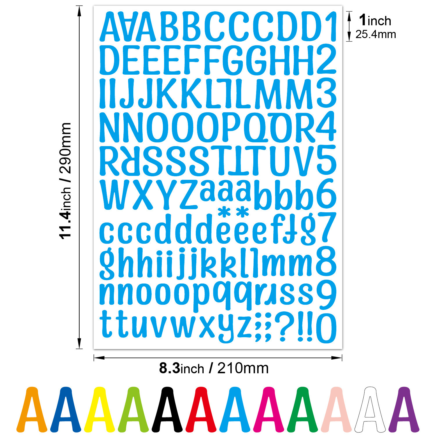 Pegatinas de letras Color transfronterizo Combinación de alfanuméricos en inglés Pegatinas de bricolaje Taza de agua Decoración de computadora Pegatinas impermeables