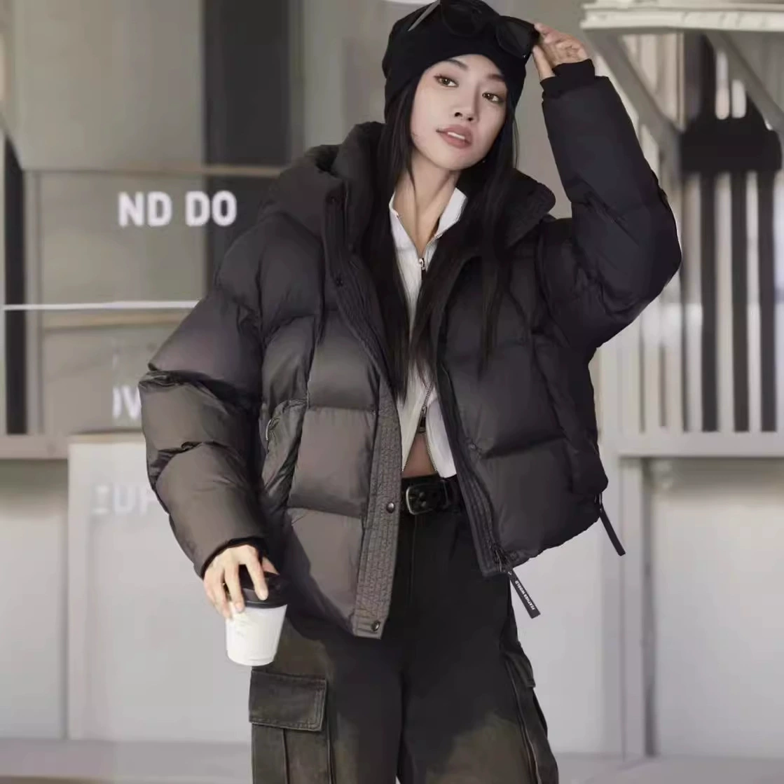 Зимняя женская куртка-пуховик 2025 года, белая, короткая, свободного кроя, утолщенная, теплая, с капюшоном