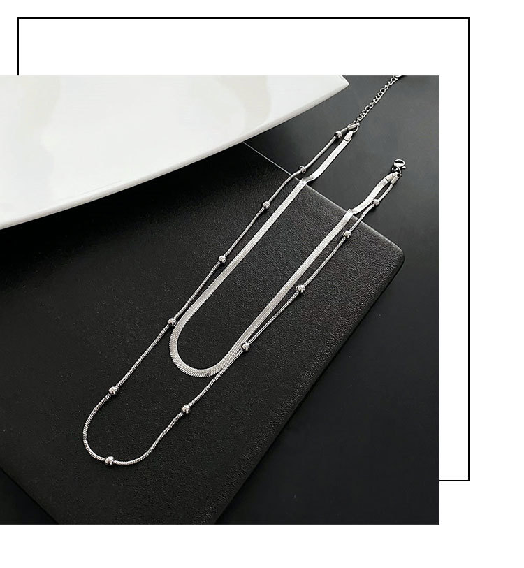 Fashion Geometric Titanium Steel Plating Layered Necklaces 1 Piece