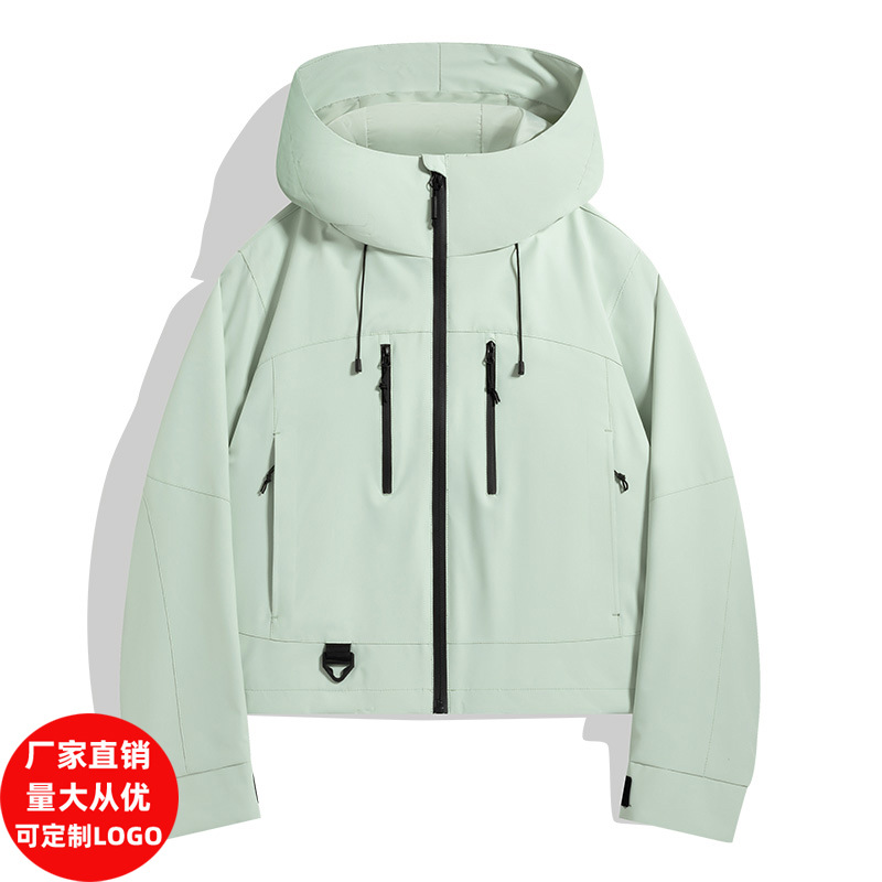 厂家直销冲锋衣外套女2025春秋新款防风防泼水连帽夹克户外运动男