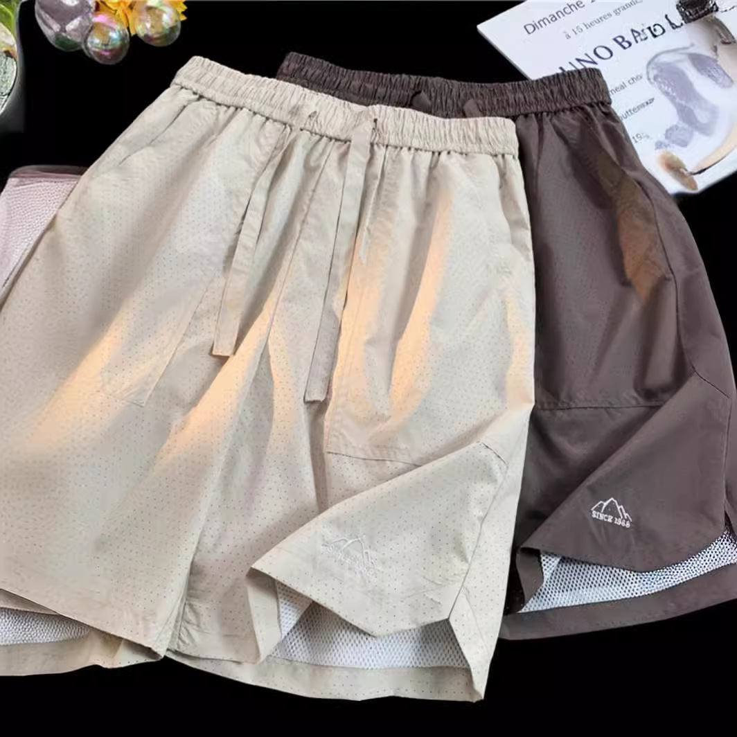 New Dopamine Mesh Quick-drying Breathable Shorts Men's Summer Sports Thin plus size Loose Casual Pants