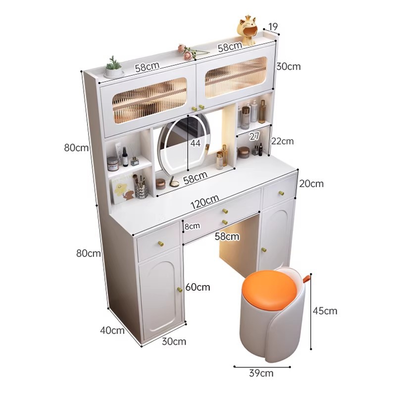 Comodador de dormitorio simple mesa de maquillaje moderna mesa de maquillaje casera francesa mesa de maquillaje cabecera mesa de maquillaje gabinete todo en uno