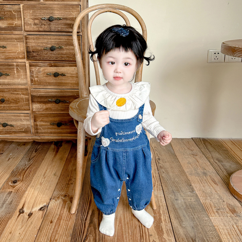 婴幼儿衣服秋装牛仔背带裤洋气两件套超萌可爱宝宝春秋季外出套装|undefined