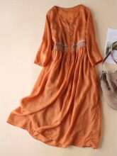 B 82367 Ethnic embroidered cotton dress 民族风刺绣棉裙速卖通