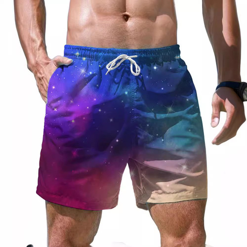 Men's 3D Short Shorts Casual Loose Men 3D Digital Personality Print Beach Shorts