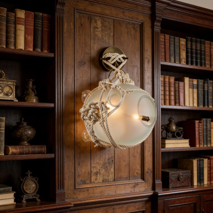 壁灯现代简约格调壁灯酒店客房客厅走廊展厅玻璃手工麻绳室内壁灯