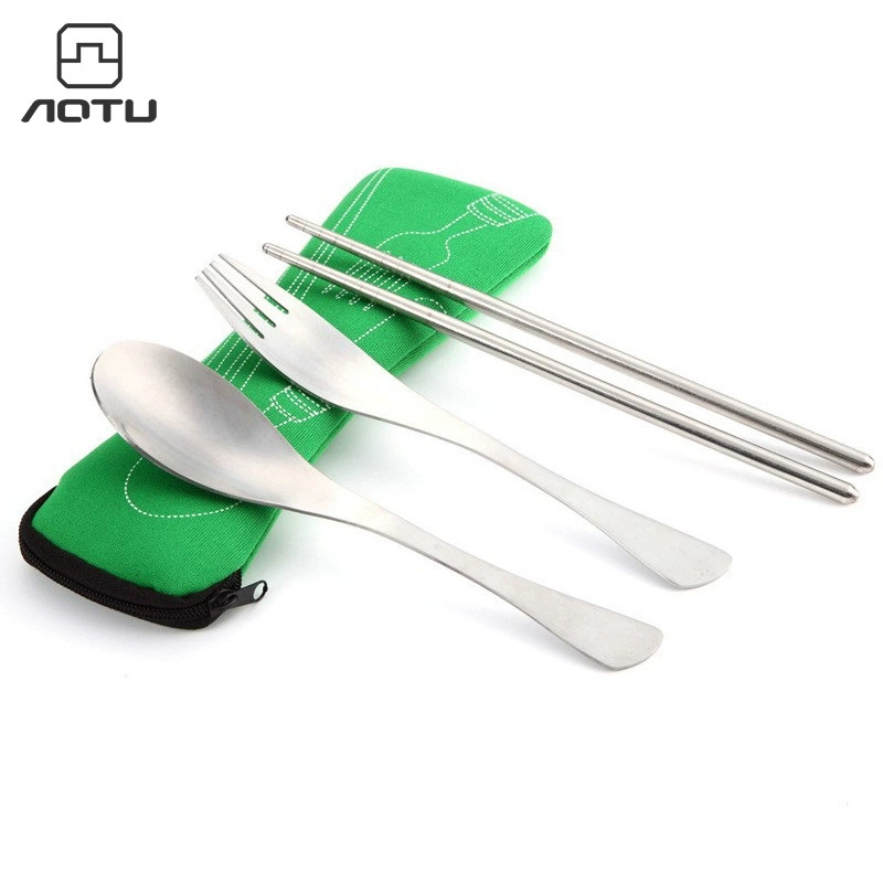 Вогнуто-выпуклая ложка в Корейском стиле палочки для еды вилка из нержавеющей стали Портативный тканевый мешок из трех частей креативная милая посуда AT6375