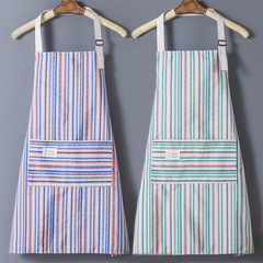 帆布圍裙透氣條紋家用廚房時尚簡約透氣圍腰防污印製logo廠家批發