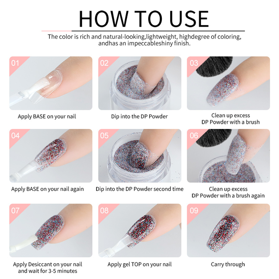 Traje de polvo DP de uñas transfronterizo Infiltración de Arte de uñas Traje de polvo Dip Powder Kit de uñas Polvo de Arte de uñas