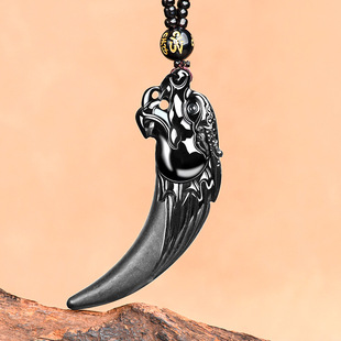 Genuine natural A goods jadeite ink jade zodiac Dragon Tooth jade pendant fashion high-end men's pendant wholesale