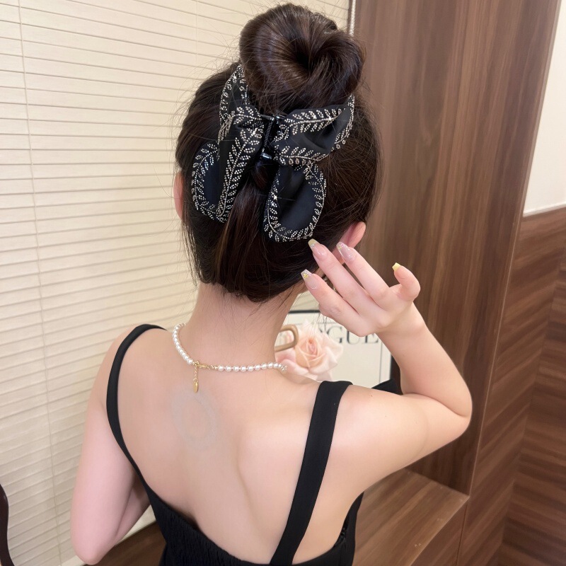 韩式设计感叶片麦穗鲨鱼夹百搭高级感发卡后脑勺发抓布艺头饰|undefined