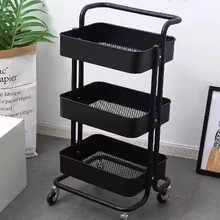 22管加厚碳钢拉斯克手推车置物架美容美发火罐工具车水杯餐具收纳